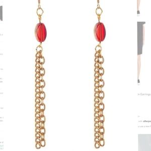 Alex and Ani Red and Gold Chain Earrings